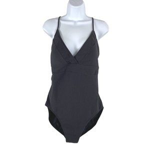 Vineyard Vines Seersucker Sconset One Piece Swimsuit Black NWT Women's Large